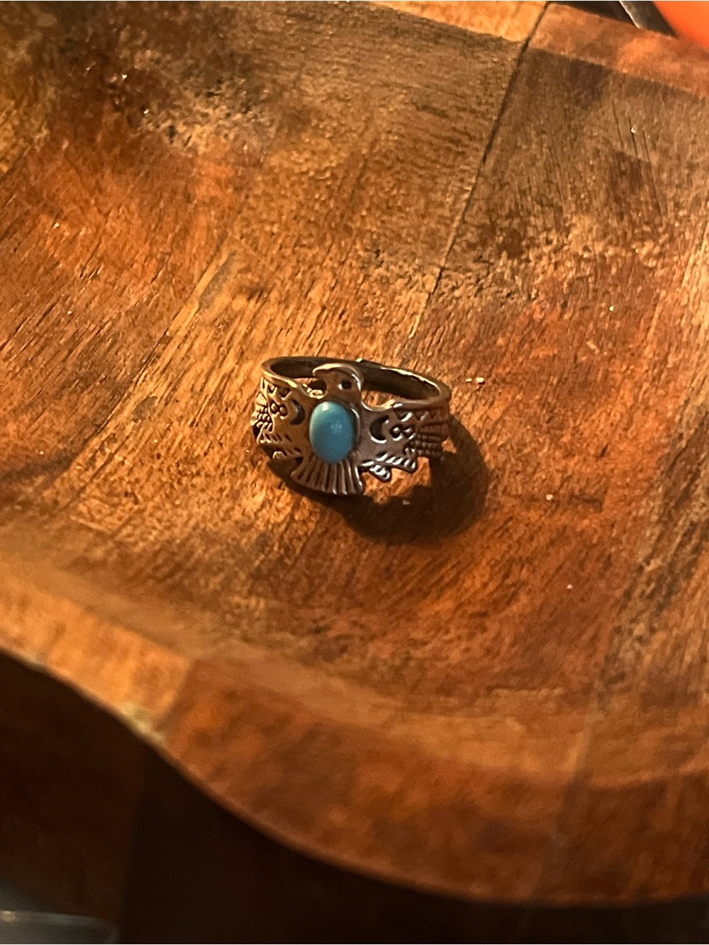 Stanley Silver Eagle Ring with Turquoise Stone